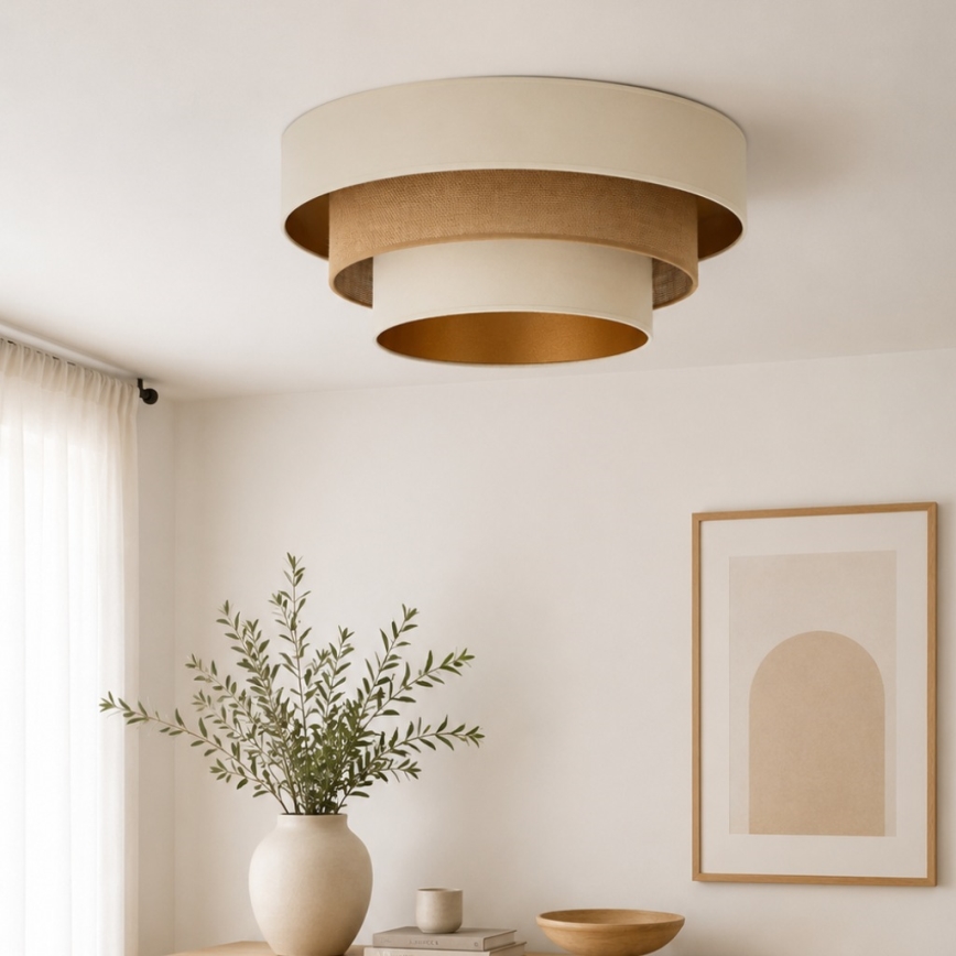 Stropna svetilka WENTA 1xE27/60W/230V, premer 50 cm, bež/juta