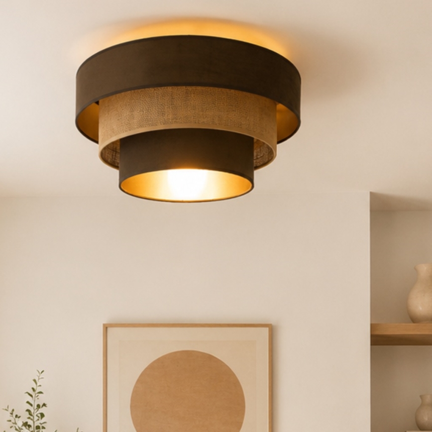 Stropna svetilka WENTA 1xE27/60W/230V Ø 50 cm rjava/juta