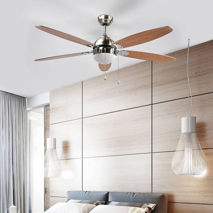 Stropna svetilka z ventilatorjem LEVIAN 1xE14/60W/230V bukev