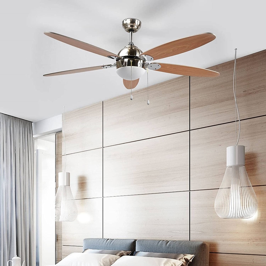 Stropna svetilka z ventilatorjem LEVIAN 1xE14/60W/230V bukev