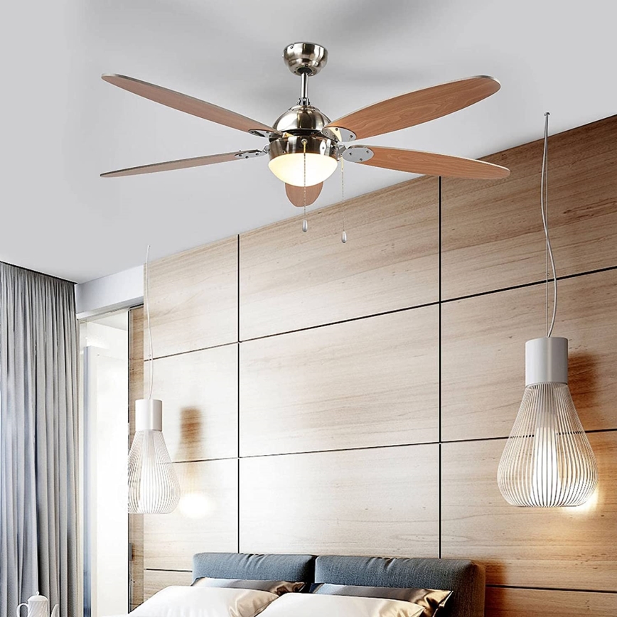 Stropna svetilka z ventilatorjem LEVIAN 1xE14/60W/230V bukev
