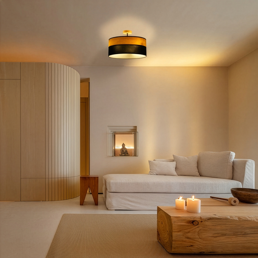 Stropni lestenec ALBA 3xE27/15W/230V Ø 40 cm črna/rjava