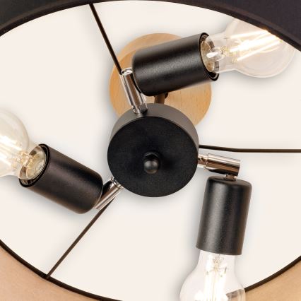 Stropni lestenec ALBA 3xE27/15W/230V Ø 40 cm črna/rjava