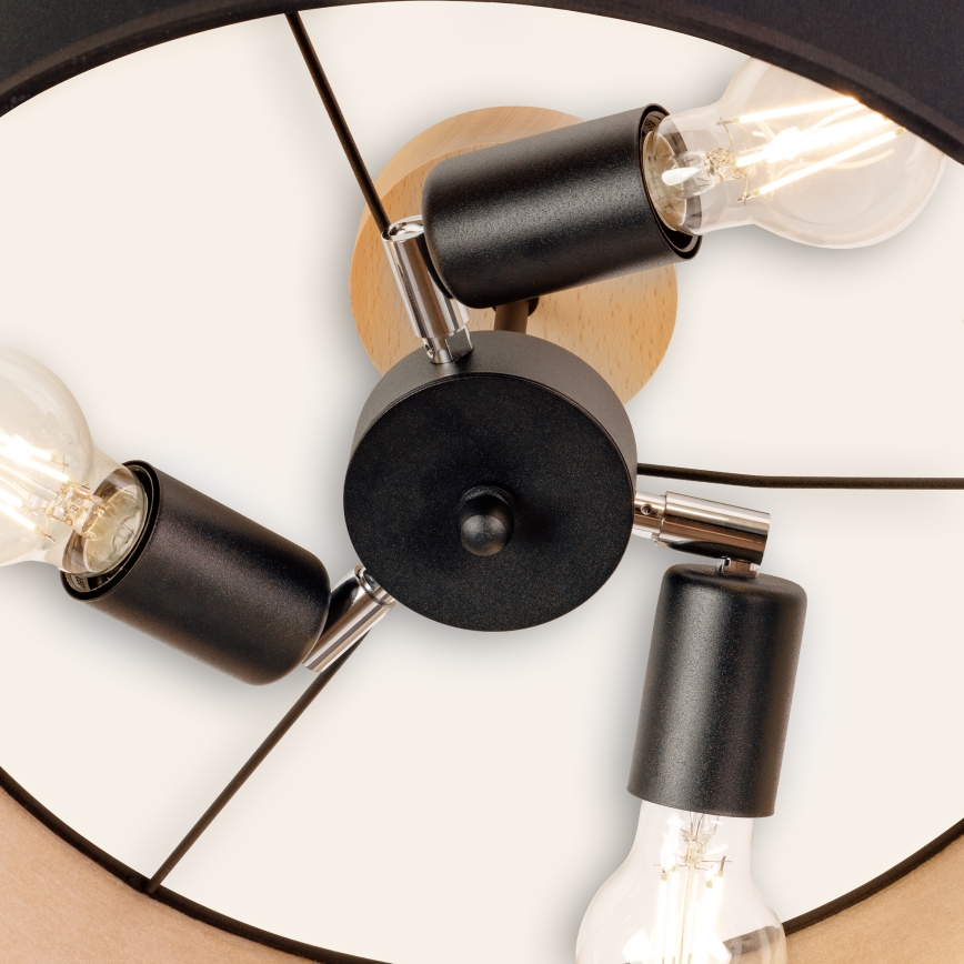 Stropni lestenec ALBA 3xE27/15W/230V Ø 40 cm črna/rjava