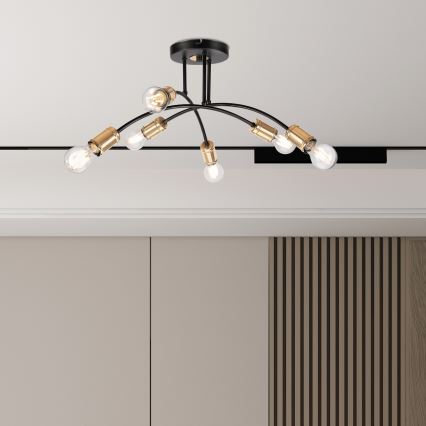 Stropni lestenec ANYA 6xE27/15W/230V črna/zlata