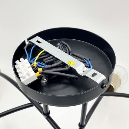 Stropni lestenec ANYA 6xE27/15W/230V črna/zlata