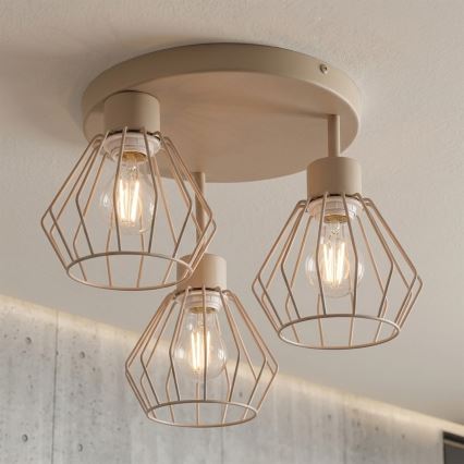 Stropni lestenec AUDREY, površinsko pritrjen, 3xE27/60W/230V, bež