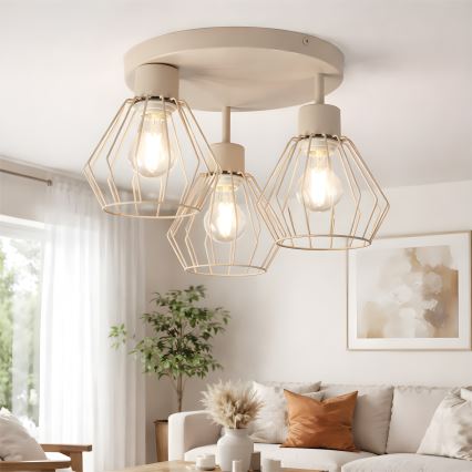 Stropni lestenec AUDREY, površinsko pritrjen, 3xE27/60W/230V, bež
