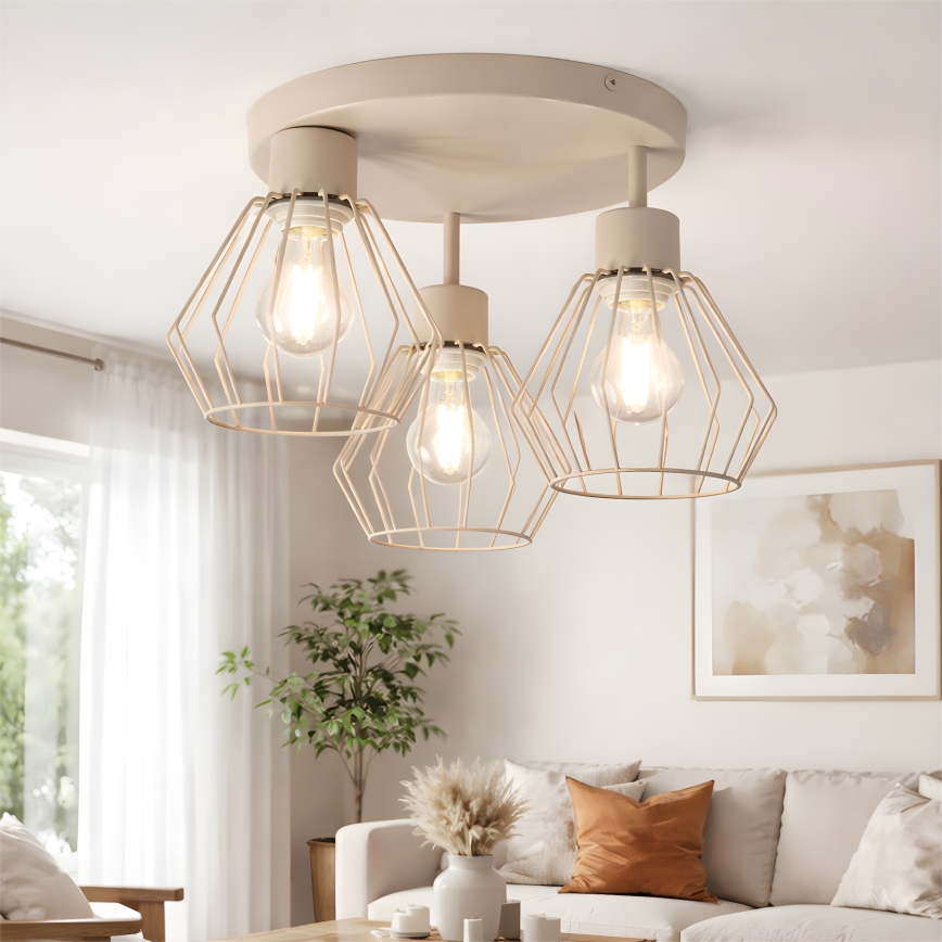 Stropni lestenec AUDREY, površinsko pritrjen, 3xE27/60W/230V, bež
