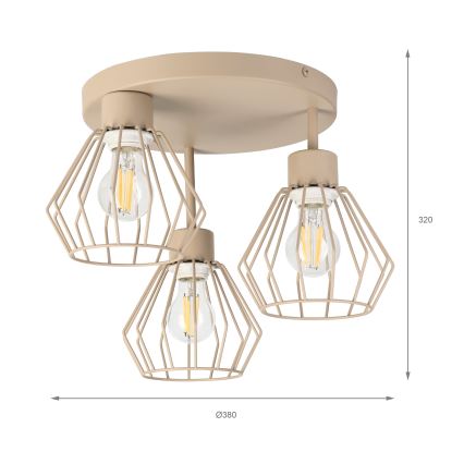 Stropni lestenec AUDREY, površinsko pritrjen, 3xE27/60W/230V, bež
