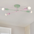 Stropni lestenec CAMBRIDGE 4xE27/15W/230V zelen/rožnat