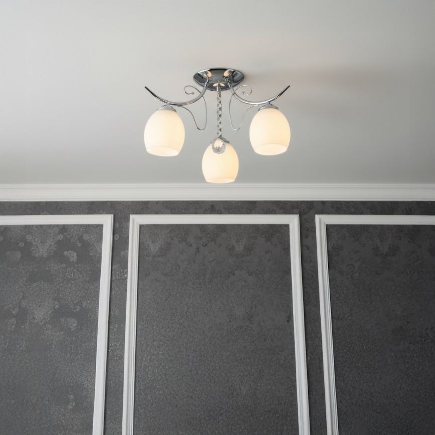 Stropni lestenec ELLA 3xE27/15W/230V, sijajni krom