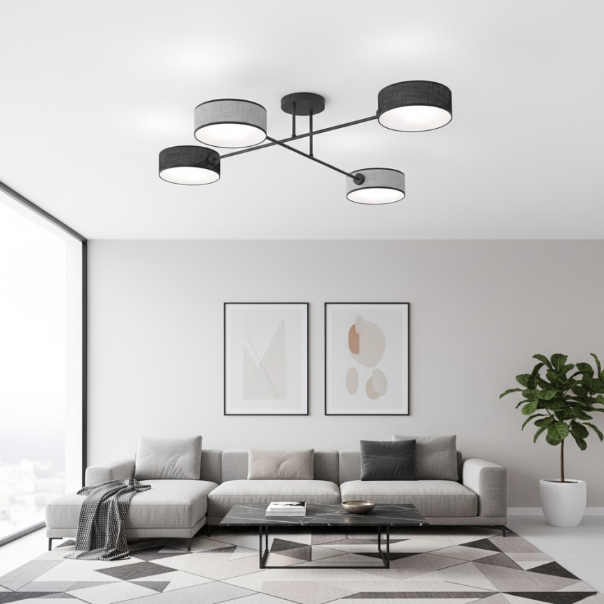 Stropni lestenec MAGA 4xE14/10W/230V črna/siva