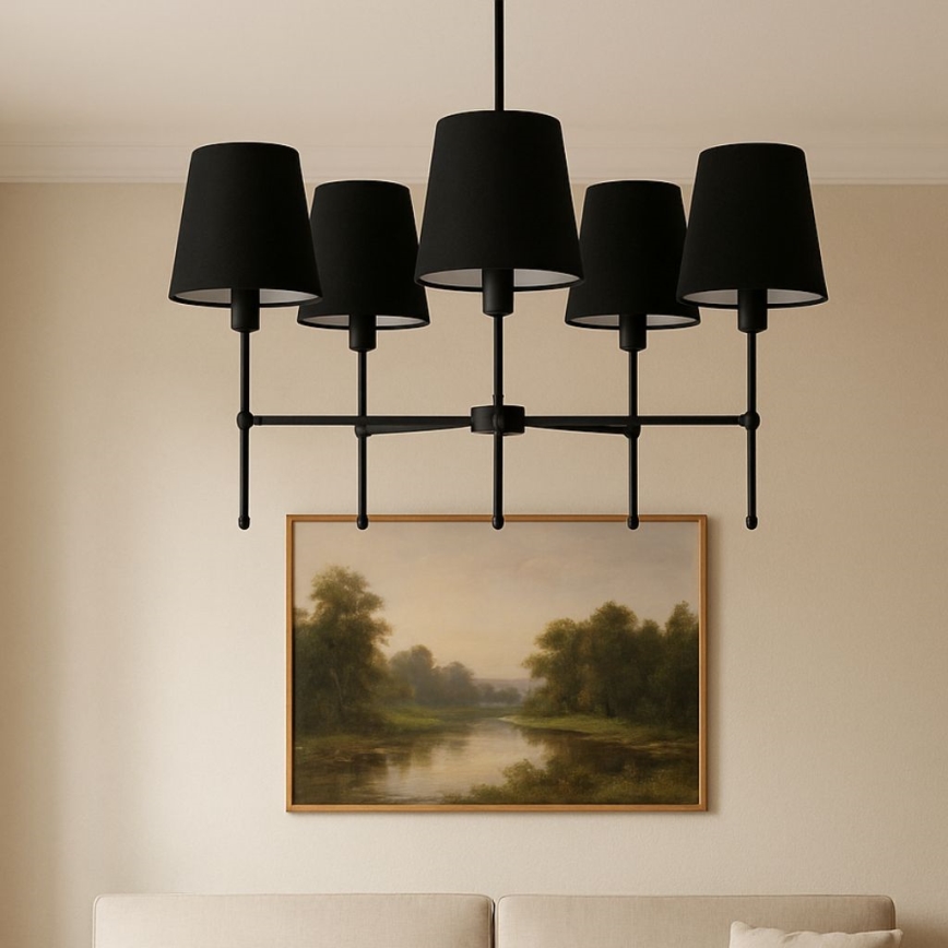 Stropni lestenec na drogu MADELA 5xE14/40W/230V črn