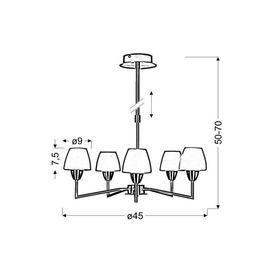 Stropni lestenec na drogu TOGO 5xG9/40W/230V matni krom/bela