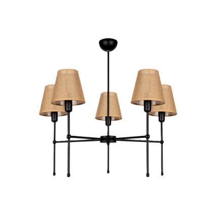 Stropni lestenec na palici MADELA 5xE14/40W/230V juta/črna