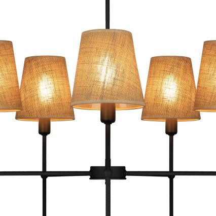 Stropni lestenec na palici MADELA 5xE14/40W/230V juta/črna