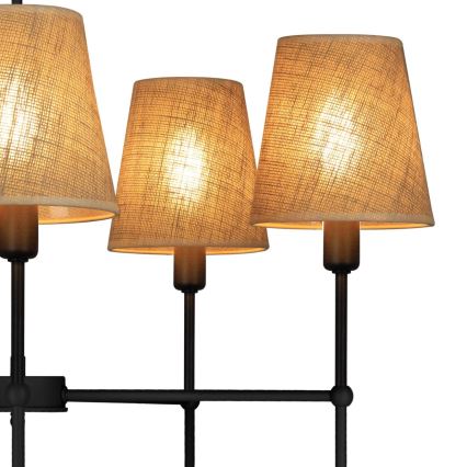 Stropni lestenec na palici MADELA 5xE14/40W/230V juta/črna