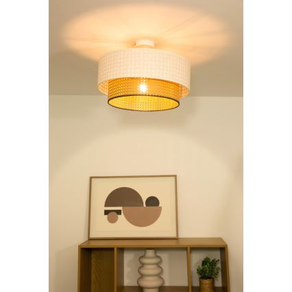 Stropni lestenec NATIA 1xE27/60W/230V premer 45 cm bela/rjava