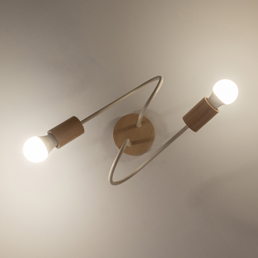 Stropni lestenec OXFORD 2xE27/15W/230V borovina/kremna