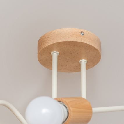 Stropni lestenec OXFORD 2xE27/15W/230V borovina/kremna