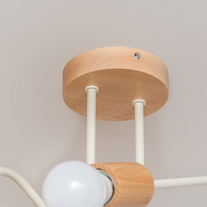 Stropni lestenec OXFORD 2xE27/15W/230V borovina/kremna