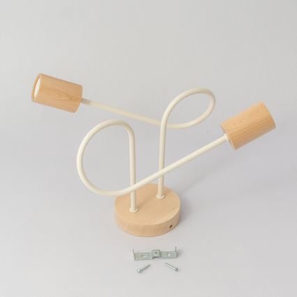 Stropni lestenec OXFORD 2xE27/15W/230V borovina/kremna