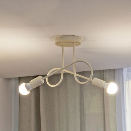Stropni lestenec OXFORD 2xE27/15W/230V, kremne barve