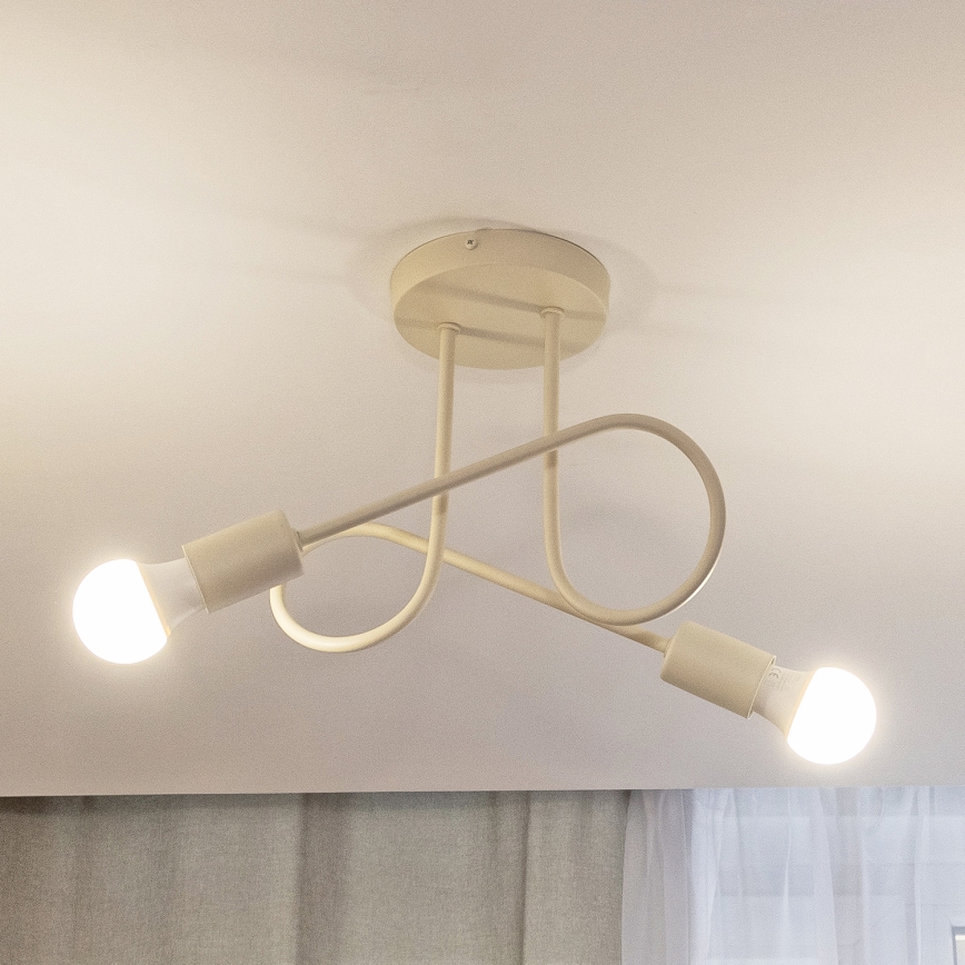 Stropni lestenec OXFORD 2xE27/15W/230V, kremne barve