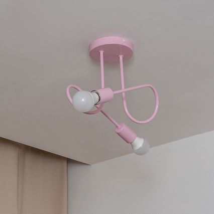 Stropni lestenec OXFORD 2xE27/15W/230V, roza
