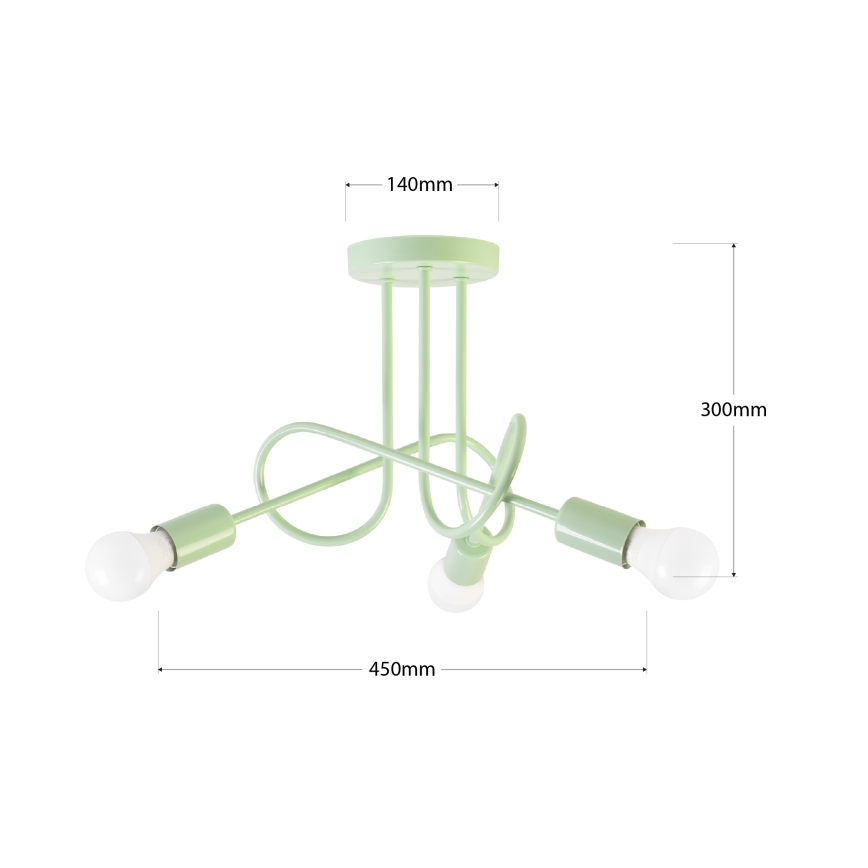 Stropni lestenec OXFORD 3xE27/15W/230V v zeleni barvi