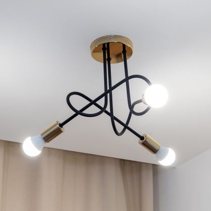 Stropni lestenec OXFORD 3xE27/15W/230V, zlato/črna