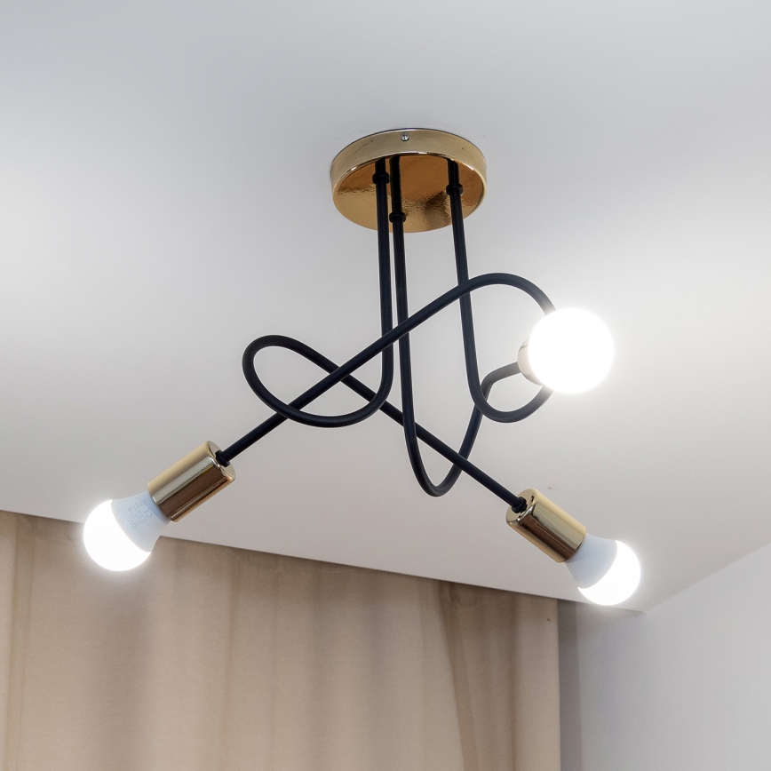 Stropni lestenec OXFORD 3xE27/15W/230V, zlato/črna