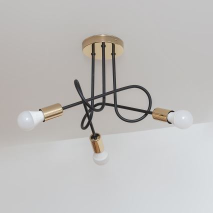 Stropni lestenec OXFORD 3xE27/15W/230V, zlato/črna