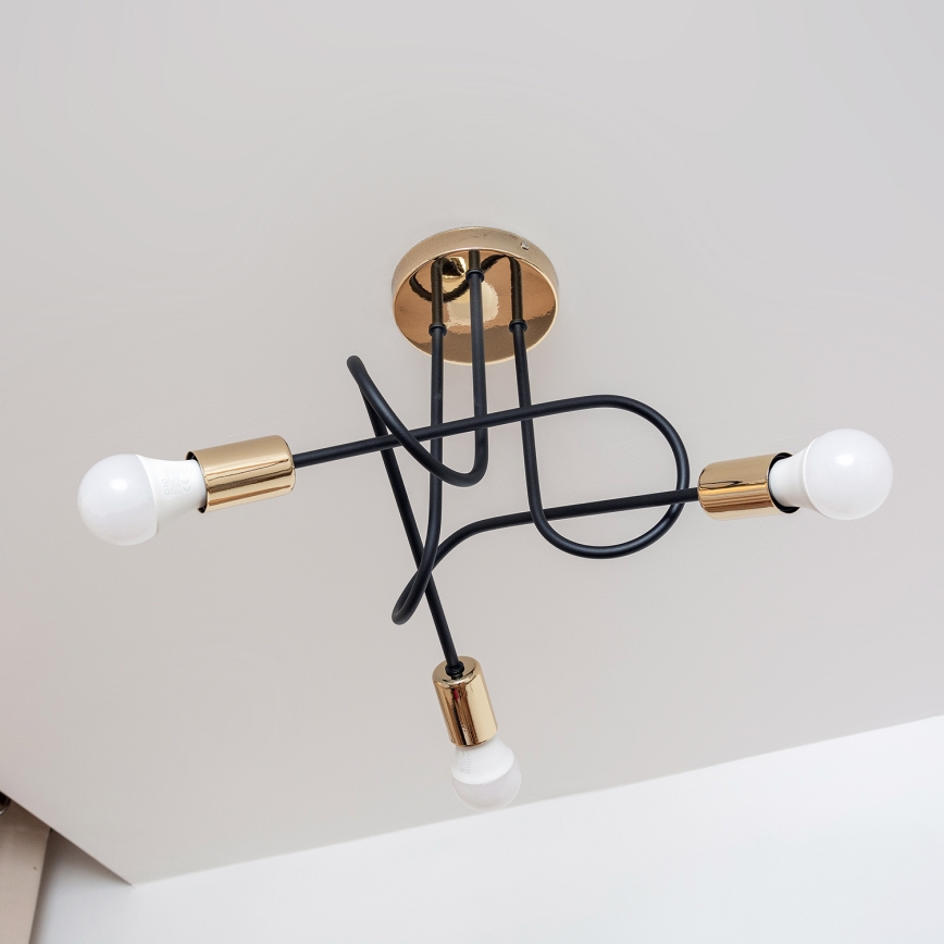 Stropni lestenec OXFORD 3xE27/15W/230V, zlato/črna