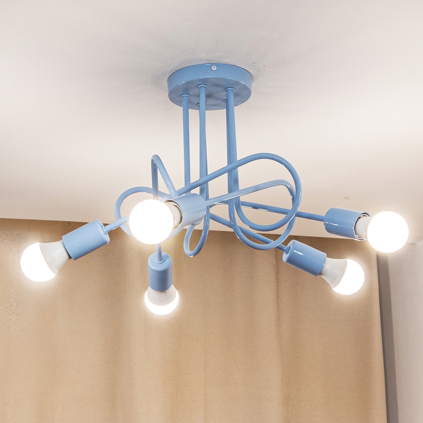 Stropni lestenec OXFORD 5xE27/15W/230V, modre barve