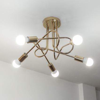 Stropni lestenec OXFORD 5xE27/15W/230V, zlati