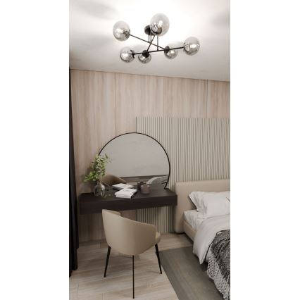 Stropni lestenec ROMA 6xE14/10W/230V črna/dimna