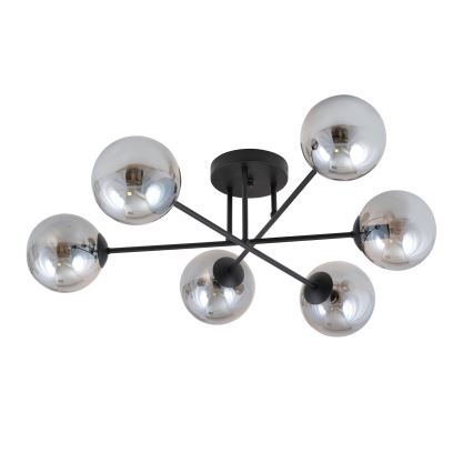 Stropni lestenec ROMA 6xE14/10W/230V črna/dimna