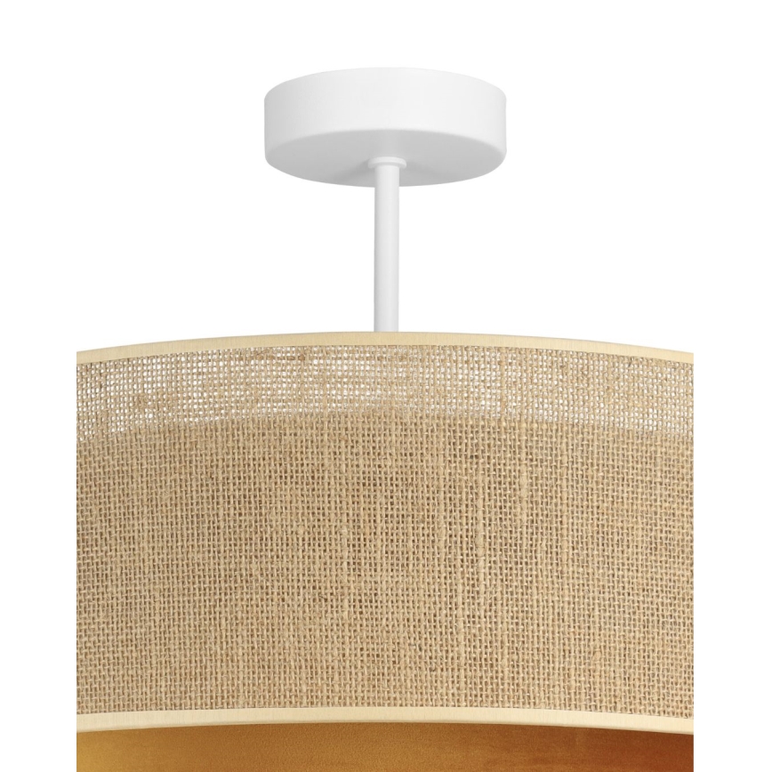 Stropni lestenec SARTA 1xE27/60W/230V, premer 45 cm, bakrena/juta