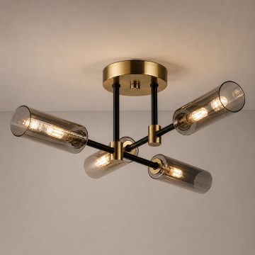 Stropni lestenec TESSA 4xG9/8W/230V medenina/dimna črna