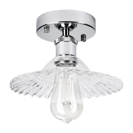 Stropni lestenec TRISH 1xE27/15W/230V, sijajni krom/prozorno steklo
