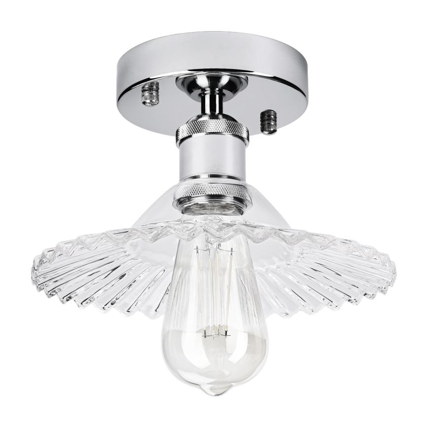 Stropni lestenec TRISH 1xE27/15W/230V, sijajni krom/prozorno steklo