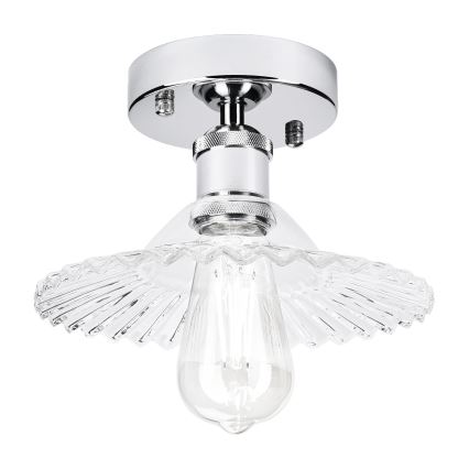 Stropni lestenec TRISH 1xE27/15W/230V, sijajni krom/prozorno steklo