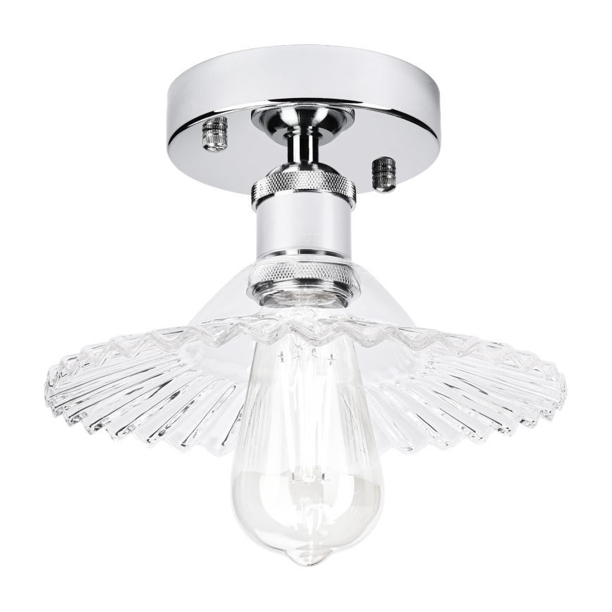Stropni lestenec TRISH 1xE27/15W/230V, sijajni krom/prozorno steklo