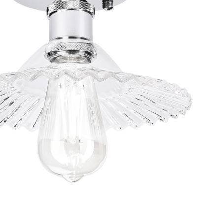 Stropni lestenec TRISH 1xE27/15W/230V, sijajni krom/prozorno steklo