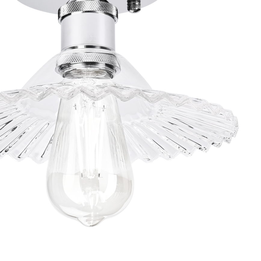 Stropni lestenec TRISH 1xE27/15W/230V, sijajni krom/prozorno steklo