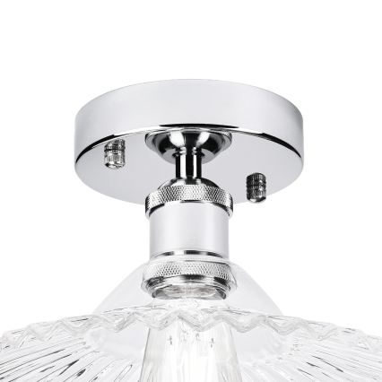 Stropni lestenec TRISH 1xE27/15W/230V, sijajni krom/prozorno steklo