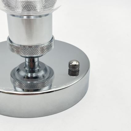 Stropni lestenec TRISH 1xE27/15W/230V, sijajni krom/prozorno steklo
