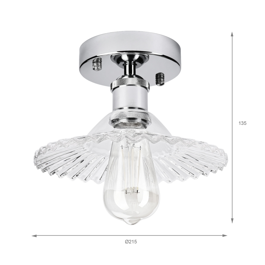 Stropni lestenec TRISH 1xE27/15W/230V, sijajni krom/prozorno steklo